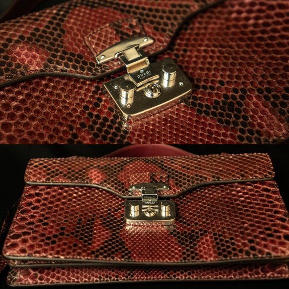 GUCCI Python Lady Lock Mini Briefcase Red Purple - INCREDIBLE - Picture 11 of 13